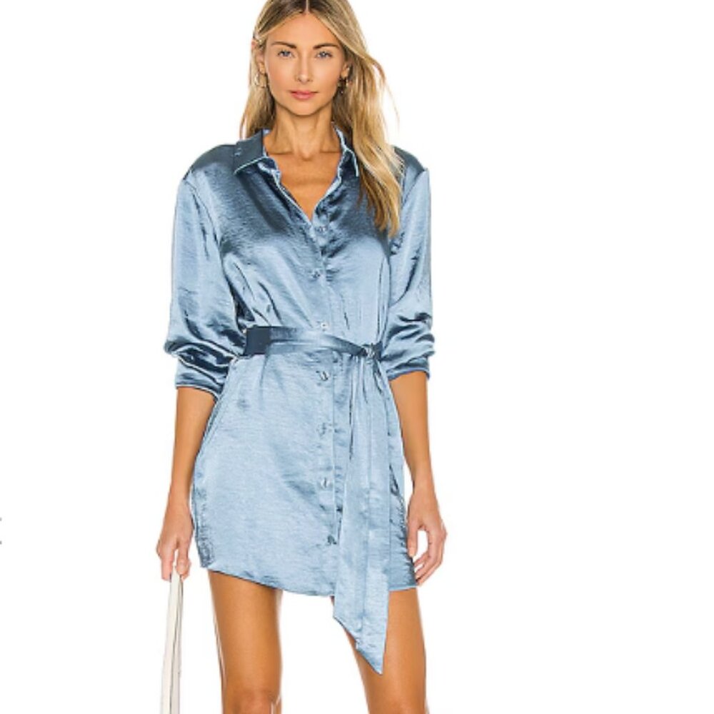 L'academie Marta Blue Shirt Dress Sz XL